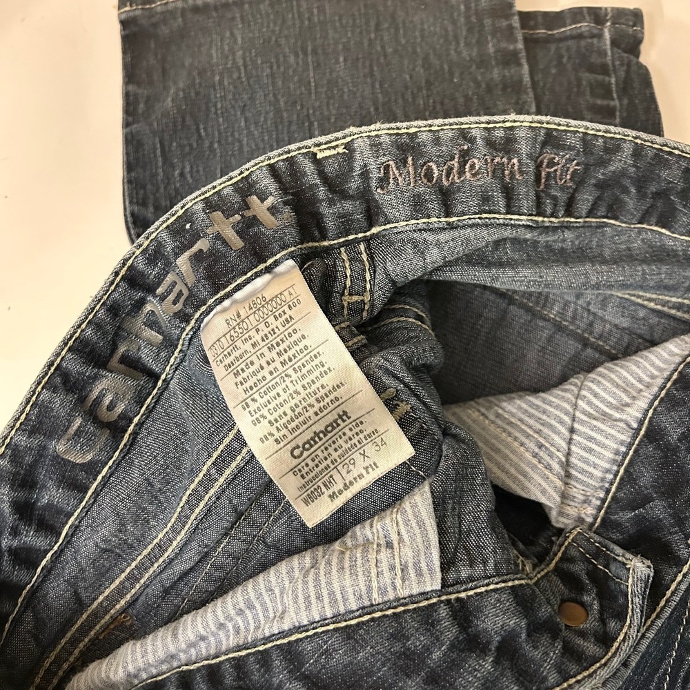 Carhartt Women's Modern Fit Blue Jeans Size 29x34 - Picture 4 of 8